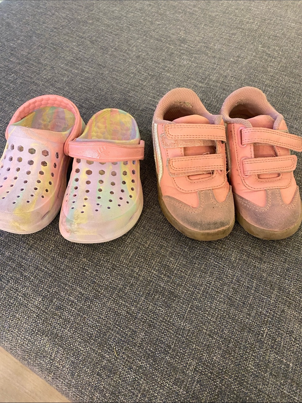 Target Kids Pink Velcro Sneakers and Pink Tie-Dye Clogs